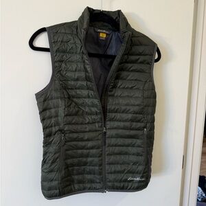 Eddie Bauer Olive Green Down Quilted Vest